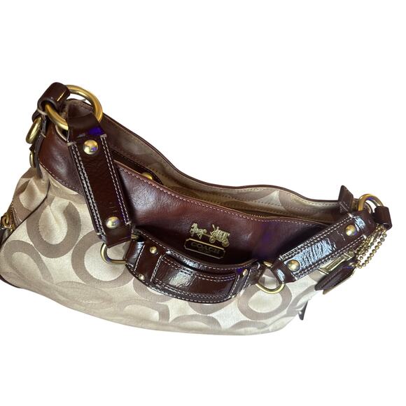 Coach Madison Signature C Logo Leather Trim Hobo Shoulder Bag - Picture 7 of 15